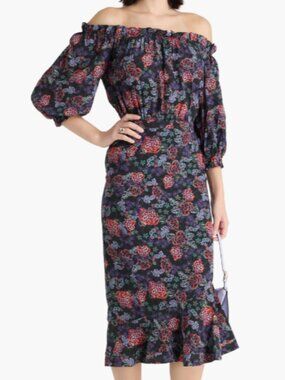Saloni  100% Silk Midi Dress xs/0
